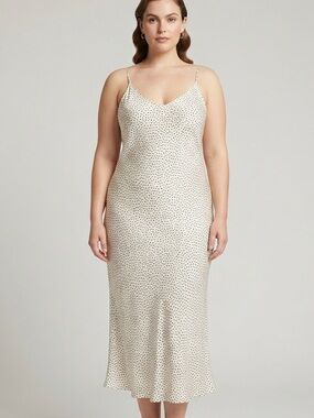 Trendy Minimalist Speckled Dot Midi Maxi Dress white & Black